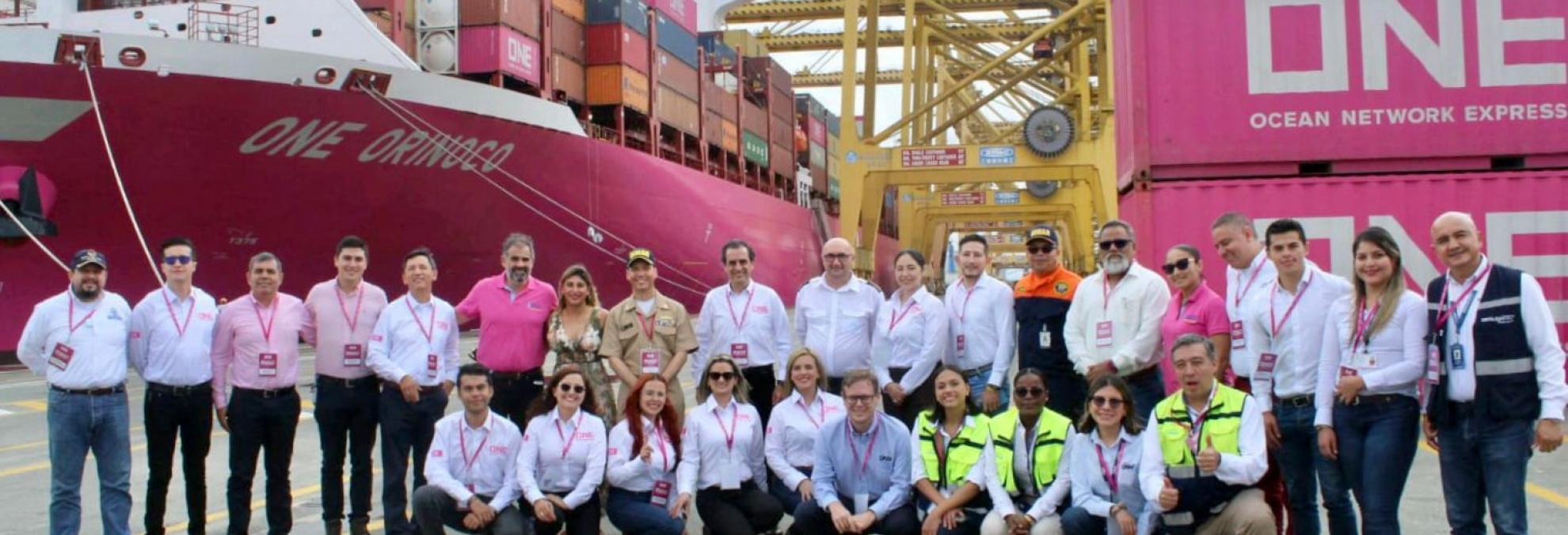 Buque “ONE Orinoco”, con su característico casco magenta, arribó por primera vez a Buenaventura: Dimar